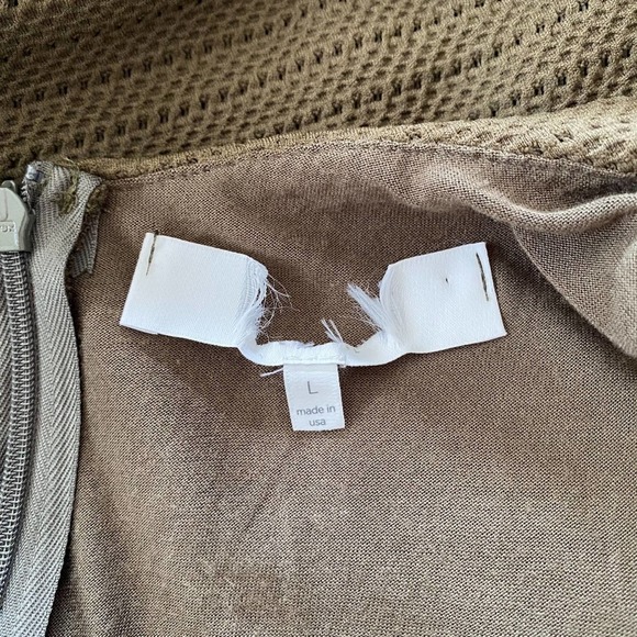 Sleeveless Sheath Dress Military Green Tulip Hem V-Neck Midi Size Large - Picture 6 of 11